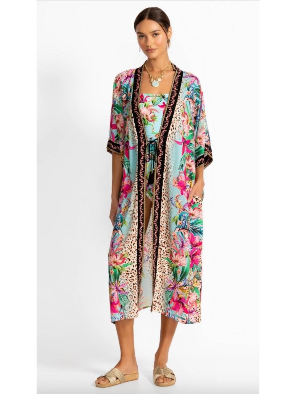 NWT Johnny Was Miller Long Kimono Duster Cover Up Size Small
